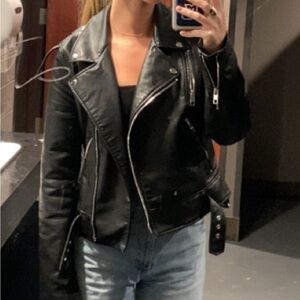 Zara Black Leather Biker Jacket